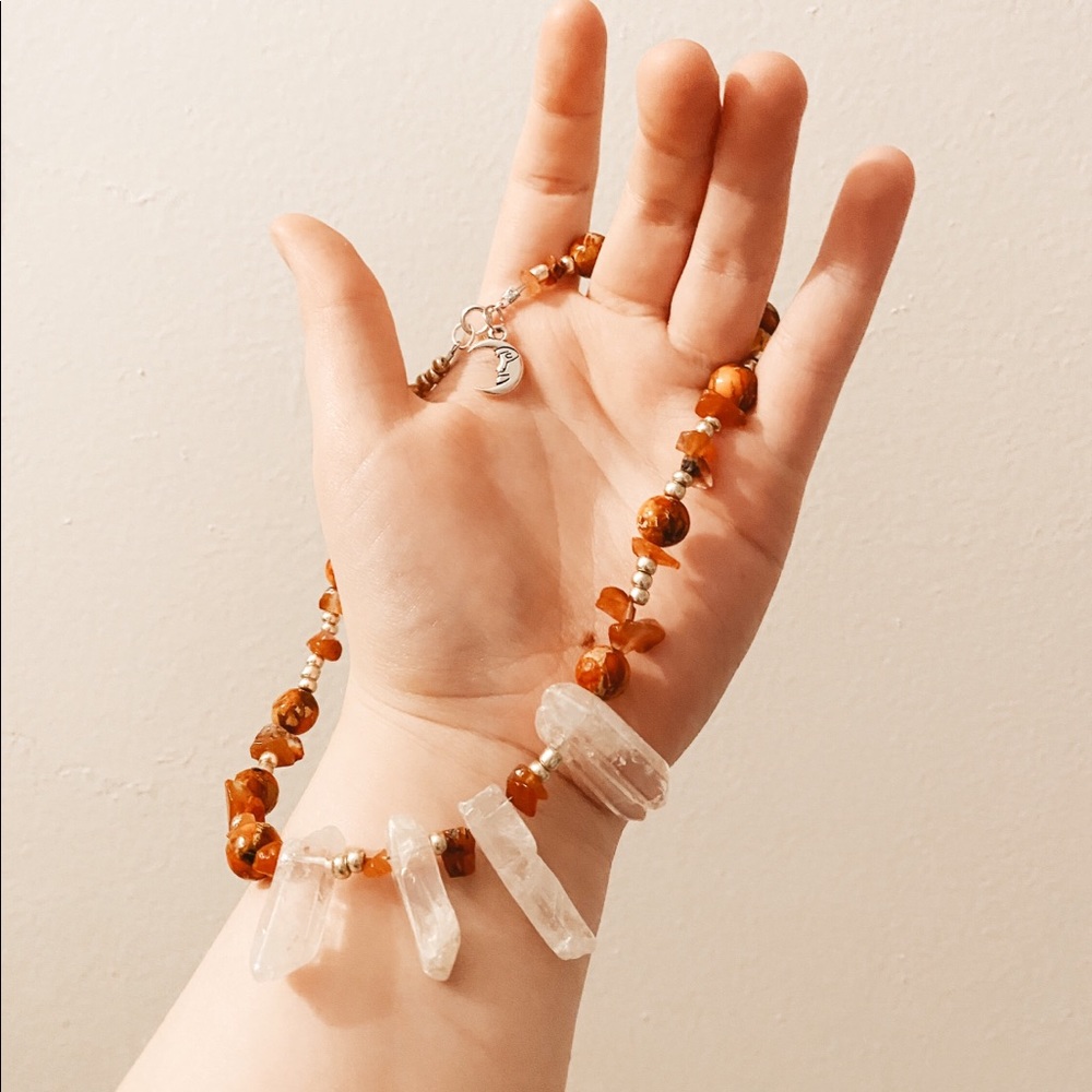 Orange handmade crystal necklace